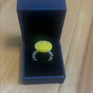 Yellow Floral Ring antique button ring.
